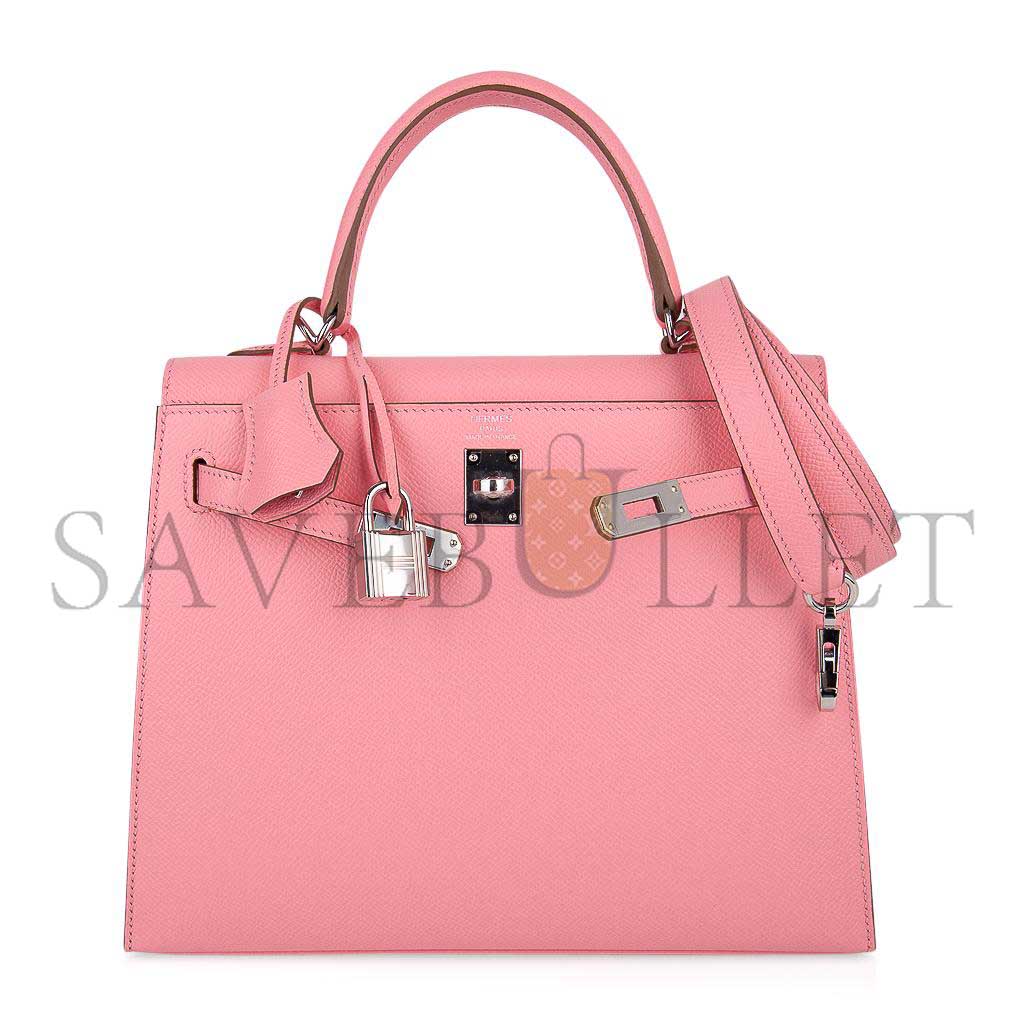 H**mes master kelly sellier 25 bag pink rose confetti palladium hardware epsom (25*17*7cm)